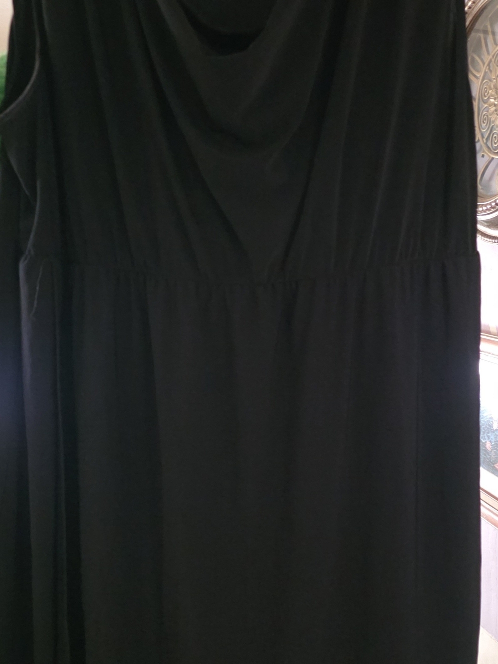 Sleeveless Black Draped Neck Women's Dress
